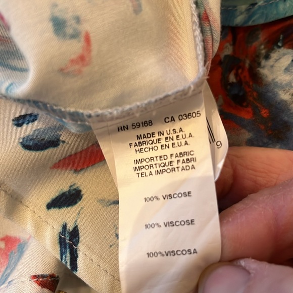 Karen Kane Women's Blue and White Blouse Ruffled and Tied Front Size Medium EUC - Picture 5 of 8